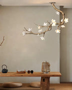 Noir Twisted Branch Ceramic Bloom Chandelier L31.5''