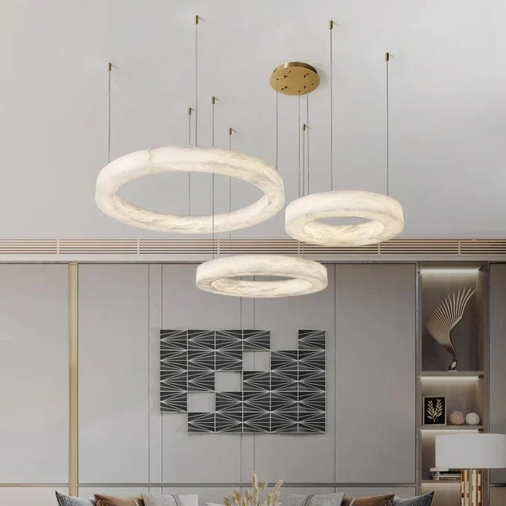 Stonecircle Modern Luxury Alabaster Ring Chandelier