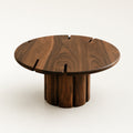 Modern Sculptural Walnut-Finish Round Dining Table