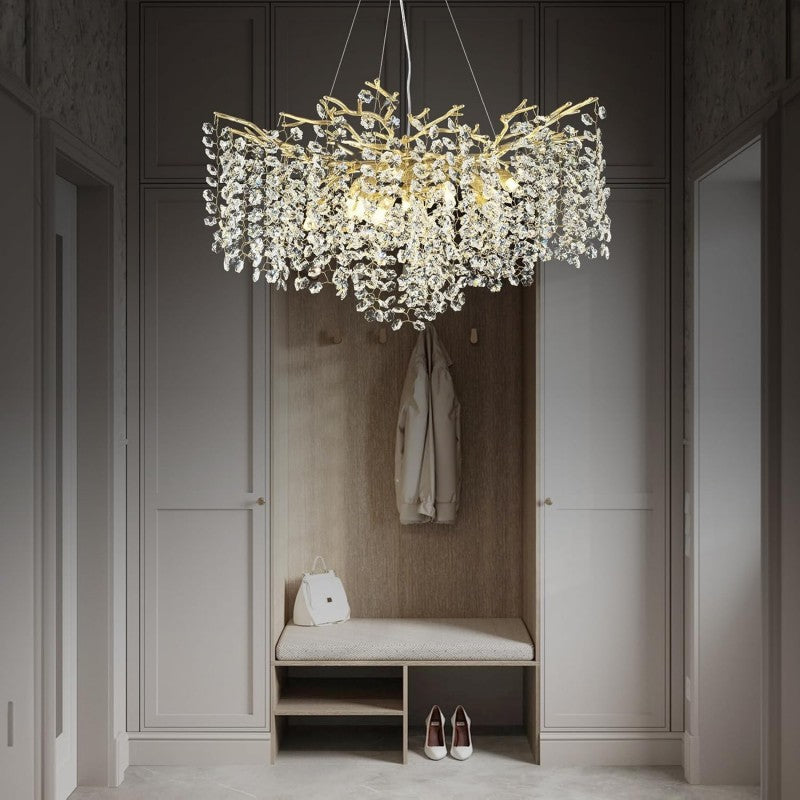 Modern Ice Eye Crystal Branch Linear Chandelier 55"
