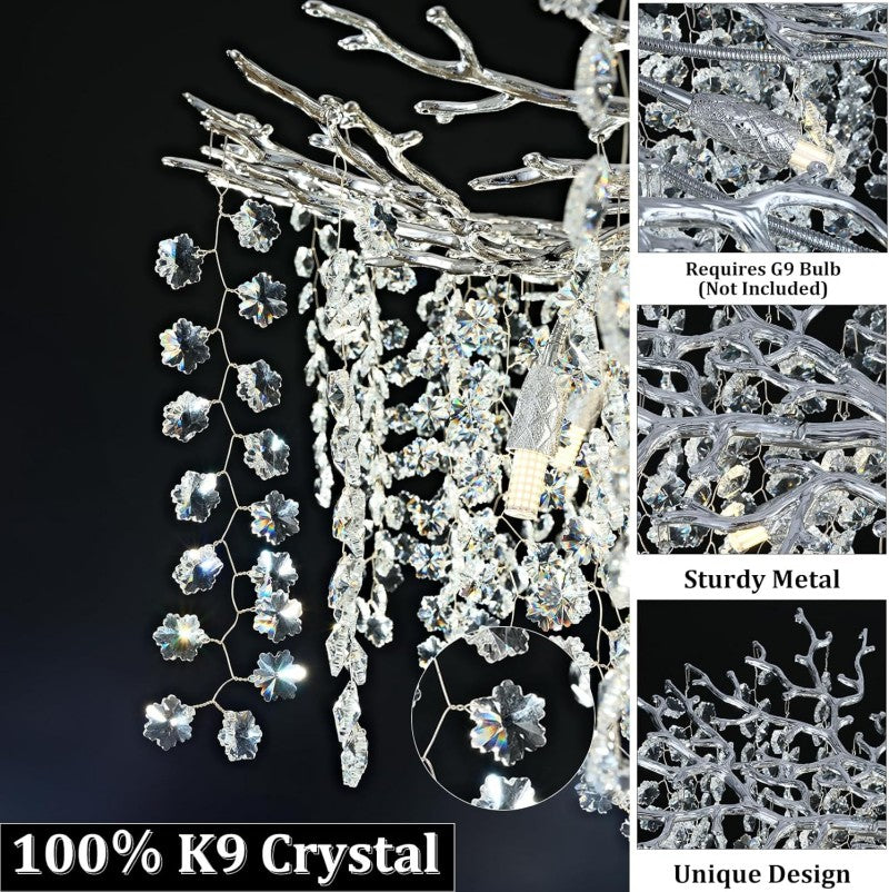 Modern Ice Eye Crystal Branch Linear Chandelier 55"
