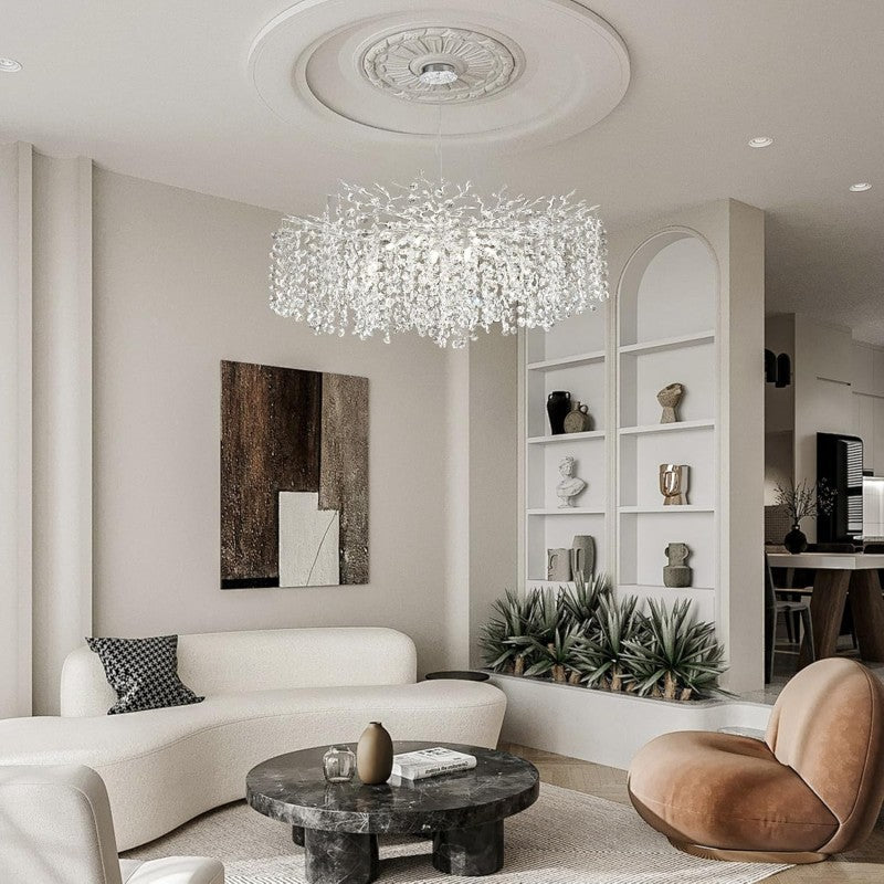 Modern Ice Eye Crystal Branch Linear Chandelier 55"
