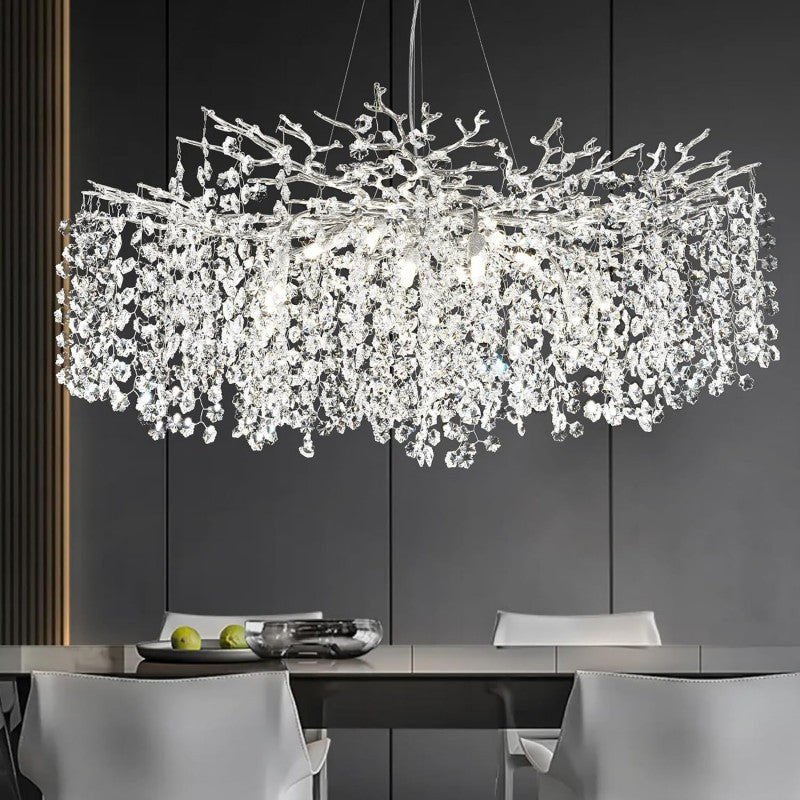Modern Ice Eye Crystal Branch Linear Chandelier 55"