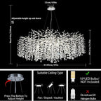 Modern Ice Eye Crystal Branch Linear Chandelier 55"