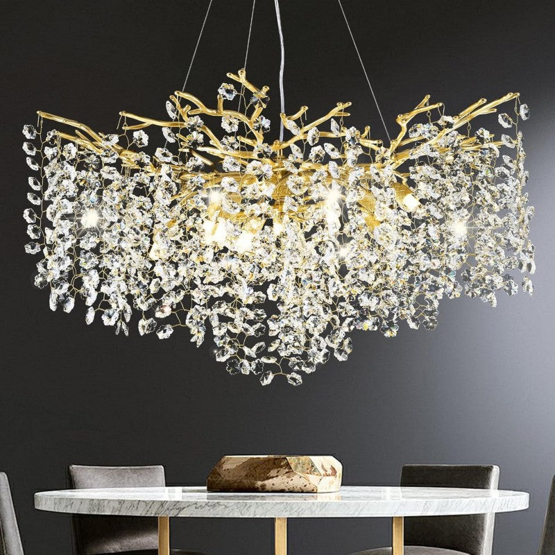 Modern Ice Eye Crystal Branch Linear Chandelier 55"