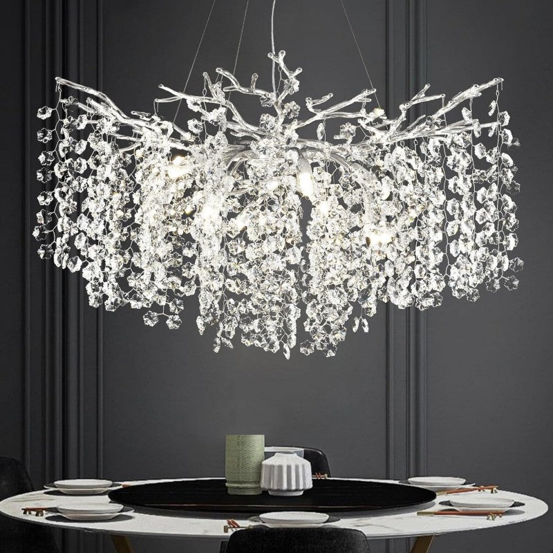Modern Ice Eye Crystal Branch Linear Chandelier 55"