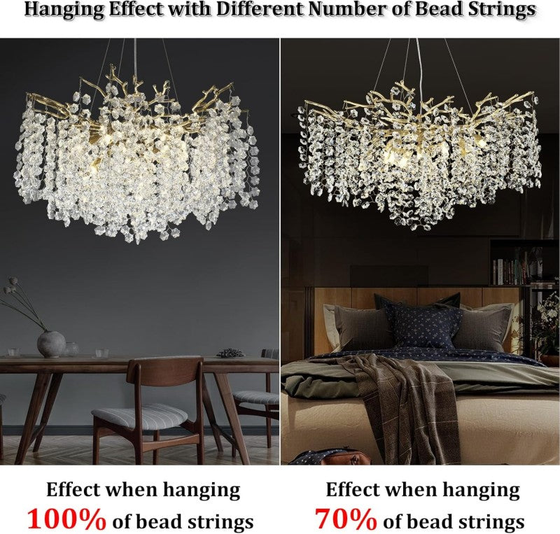 Modern Ice Eye Crystal Branch Linear Chandelier 55"