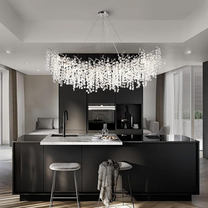 Modern Ice Eye Crystal Branch Linear Chandelier 55"