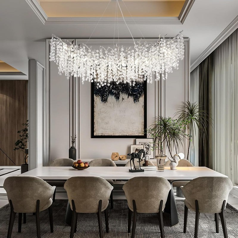 Modern Ice Eye Crystal Branch Linear Chandelier 55"