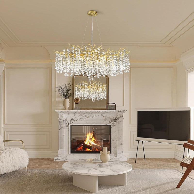 Modern Ice Eye Crystal Branch Linear Chandelier 55"