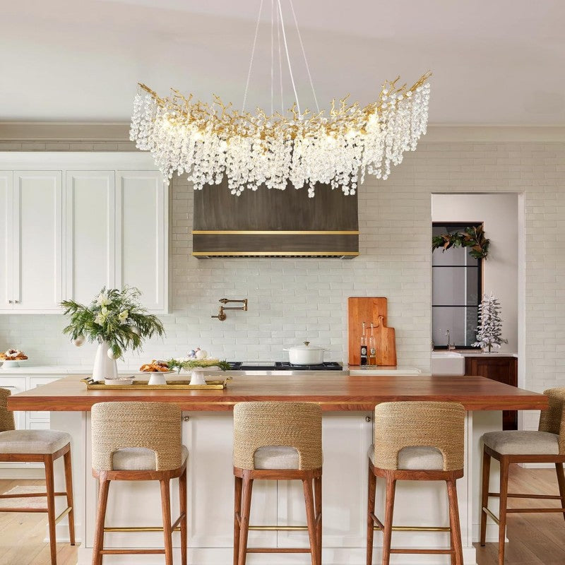 Modern Ice Eye Crystal Branch Linear Chandelier 55"