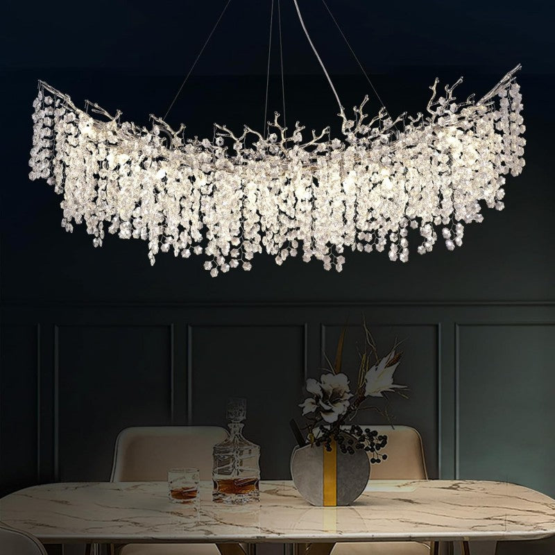 Modern Ice Eye Crystal Branch Linear Chandelier 55"