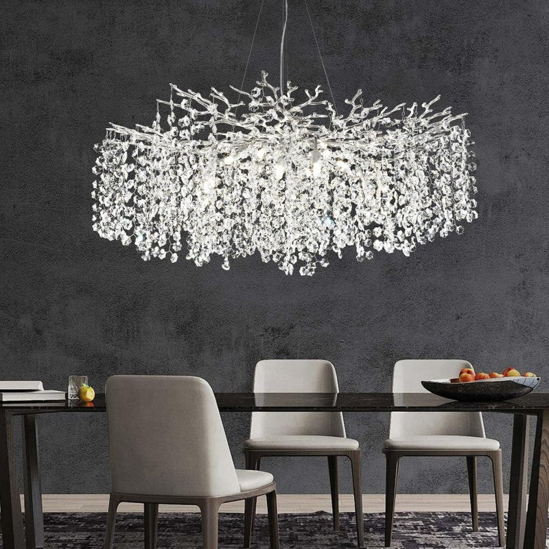 Modern Ice Eye Crystal Branch Linear Chandelier 55"