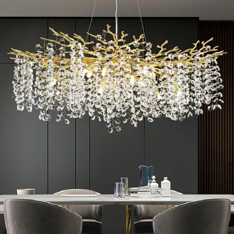 Modern Ice Eye Crystal Branch Linear Chandelier 55"