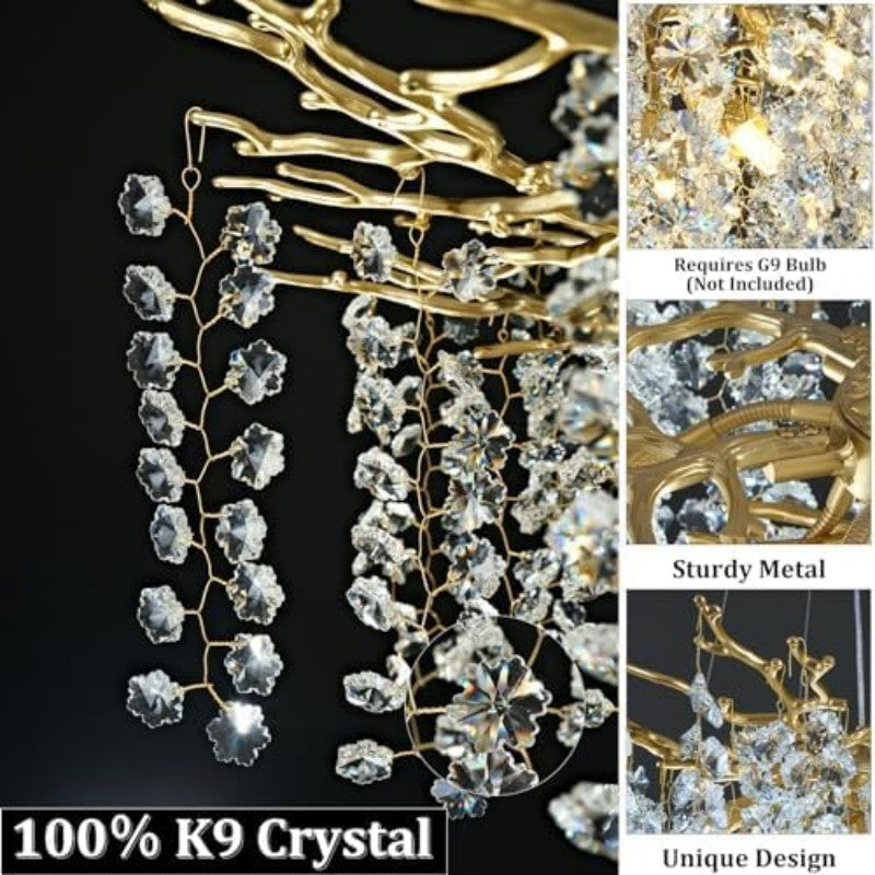 Modern Ice Eye Crystal Branch Linear Chandelier 55"