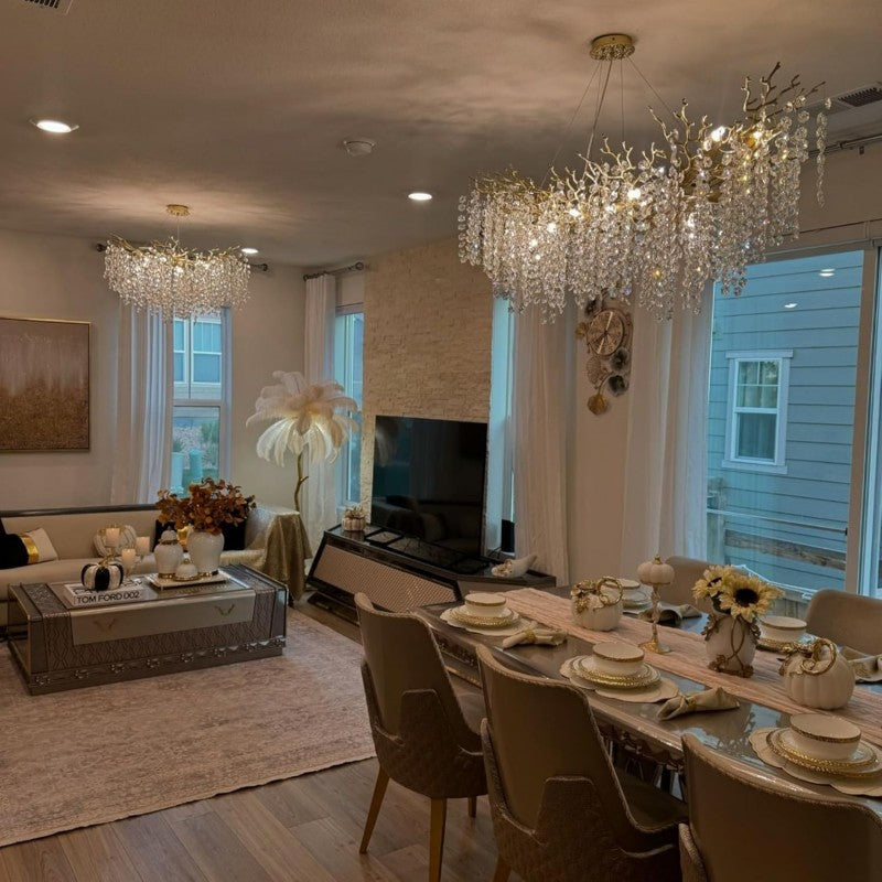 Modern Ice Eye Crystal Branch Linear Chandelier 55"