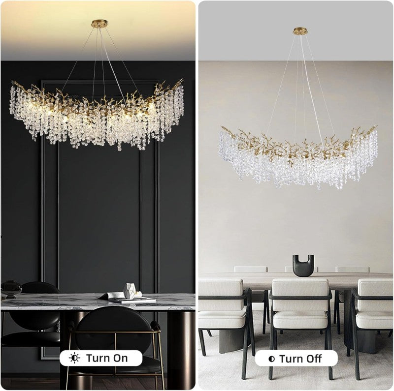 Modern Ice Eye Crystal Branch Linear Chandelier 55"