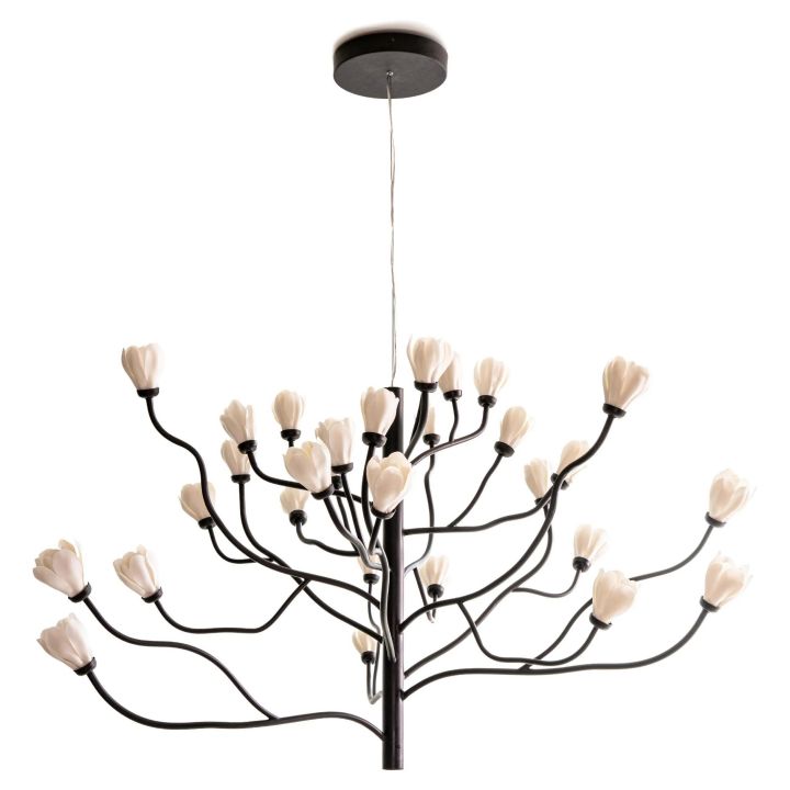 Noir Ceramic Bloom Branch Chandelier D55''