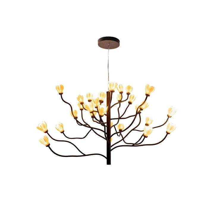 Noir Ceramic Bloom Branch Chandelier D55''