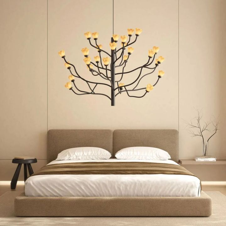 Noir Ceramic Bloom Branch Chandelier D55''