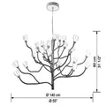 Noir Ceramic Bloom Branch Chandelier D55''