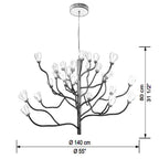 Noir Ceramic Bloom Branch Chandelier D55''