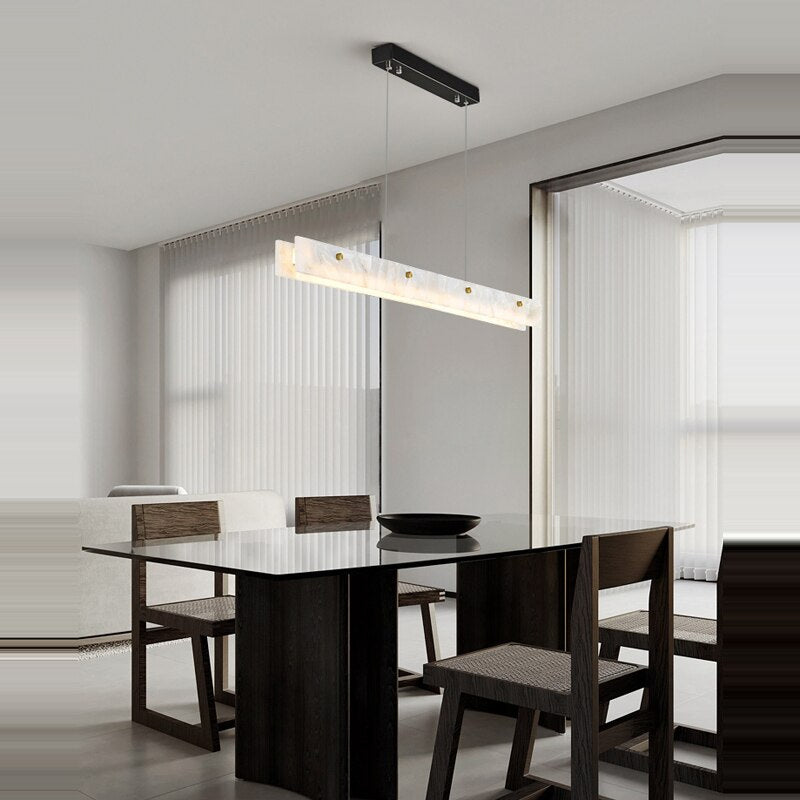 Natural Alabaster Kitchen Island Pendant 60"W