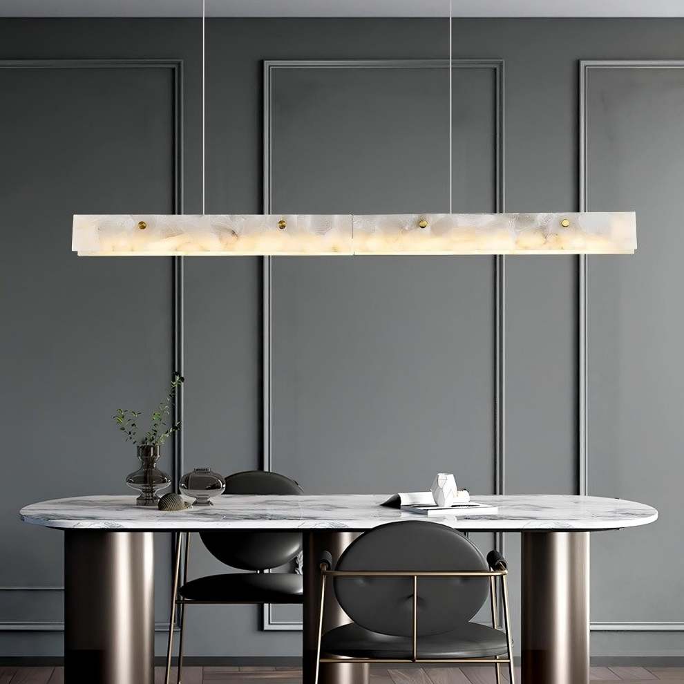 Natural Alabaster Kitchen Island Pendant 60"W