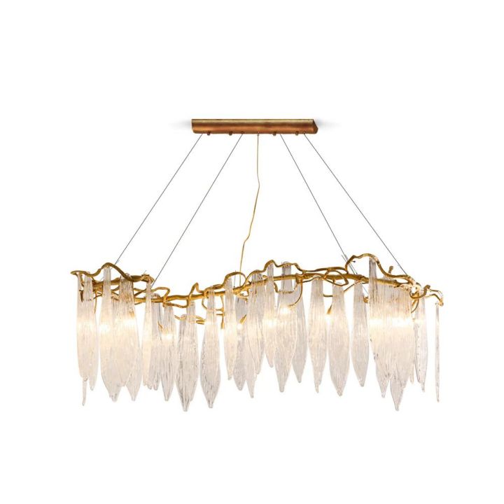 Ice Drop Glass Linear Branch Chandelier