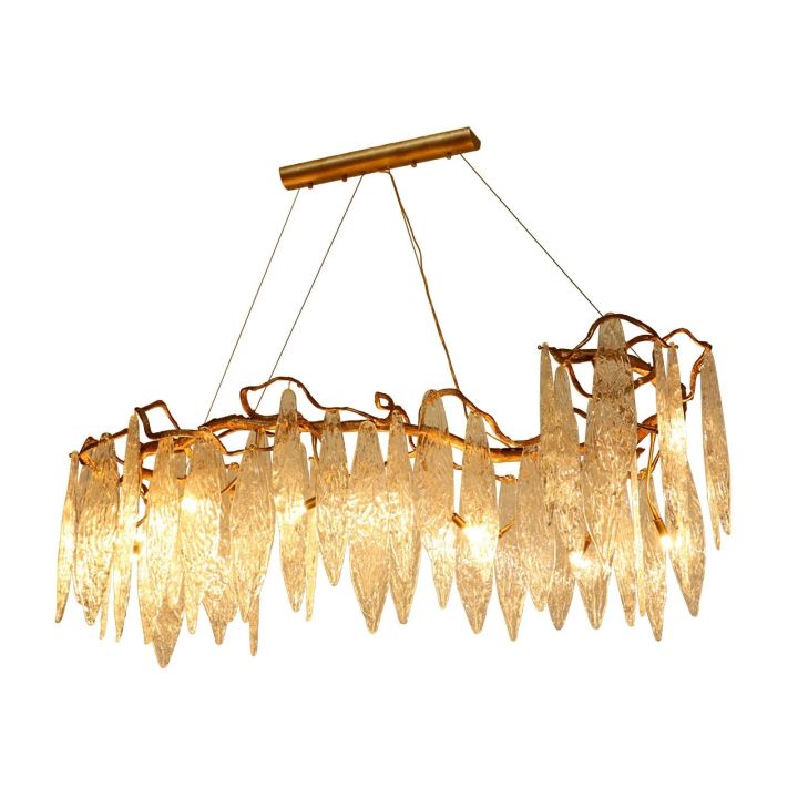 Ice Drop Glass Linear Branch Chandelier