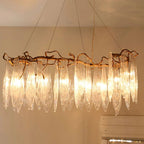 Ice Drop Glass Linear Branch Chandelier