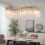 Ice Drop Glass Linear Branch Chandelier