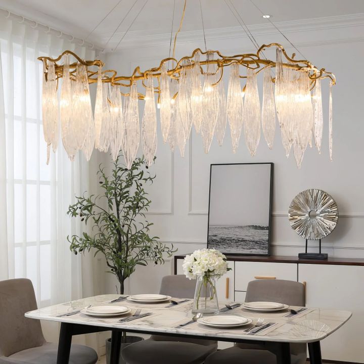 Ice Drop Glass Linear Branch Chandelier