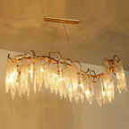 Ice Drop Glass Linear Branch Chandelier