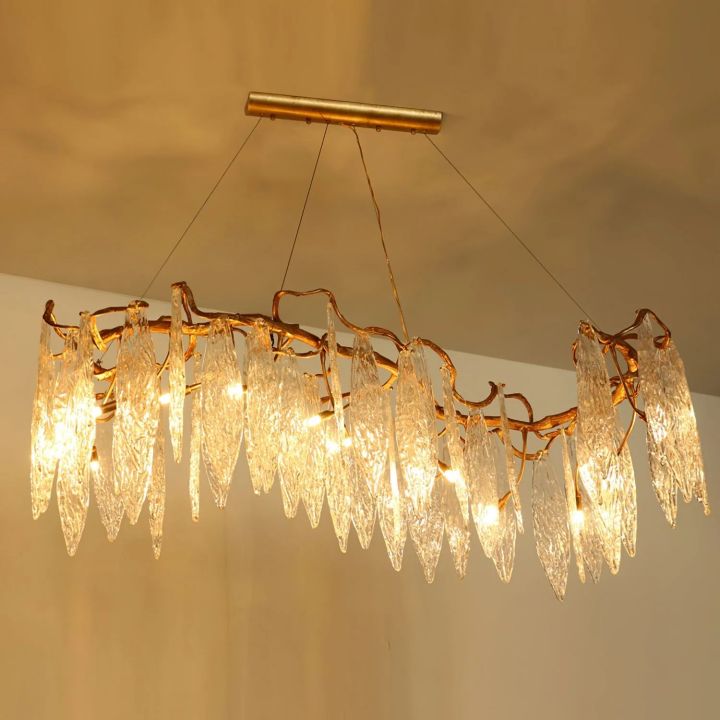 Ice Drop Glass Linear Branch Chandelier
