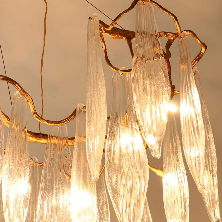 Ice Drop Glass Linear Branch Chandelier