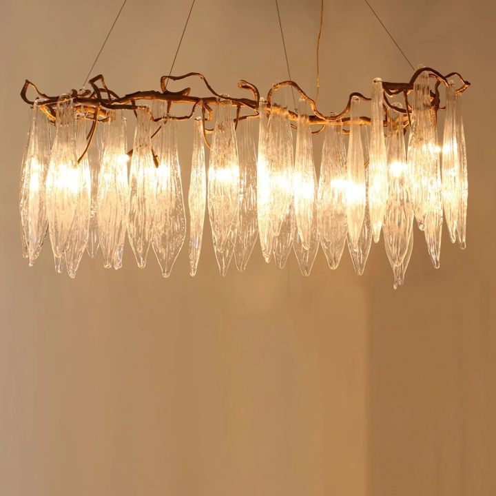 Ice Drop Glass Linear Branch Chandelier