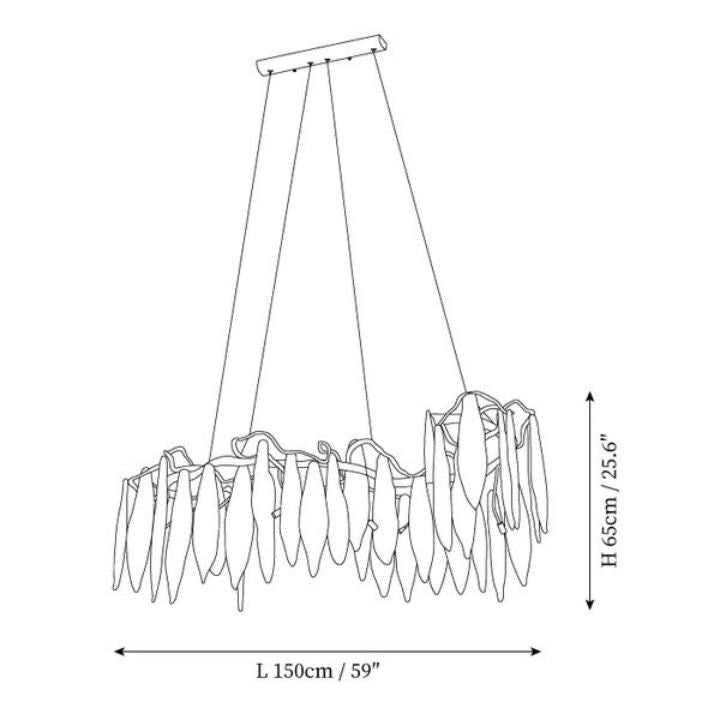 Ice Drop Glass Linear Branch Chandelier