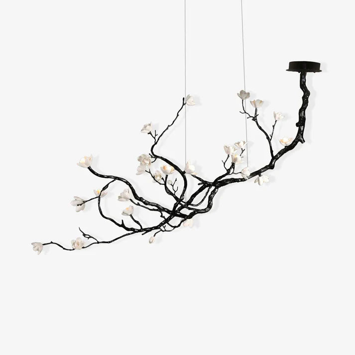 Noir Ceramic Bloom Linear Branch Chandelier