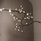 Noir Twisted Branch Ceramic Bloom Chandelier L67''