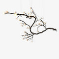 Noir Twisted Branch Ceramic Bloom Chandelier L67''
