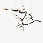 Noir Twisted Branch Ceramic Bloom Chandelier L67''