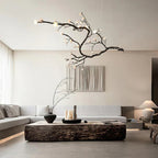 Noir Twisted Branch Ceramic Bloom Chandelier L67''