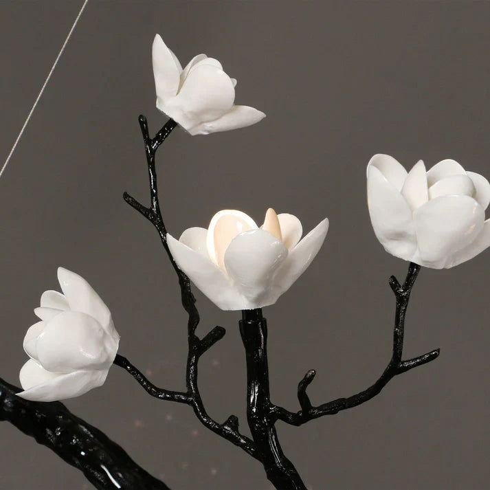 Noir Ceramic Bloom Linear Branch Chandelier