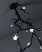 Noir Twisted Branch Ceramic Bloom Chandelier H130''