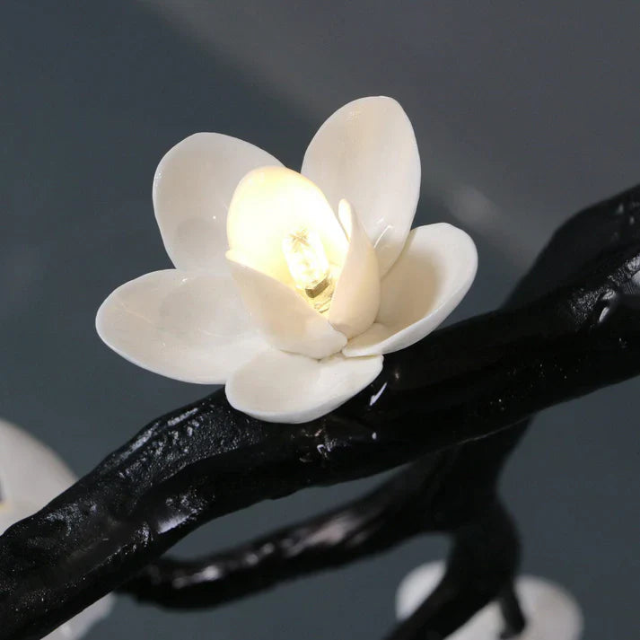 Noir Twisted Branch Ceramic Bloom Chandelier H130''