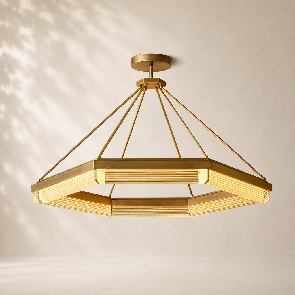 Pleven Crystal Hexagonal Chandelier 48"