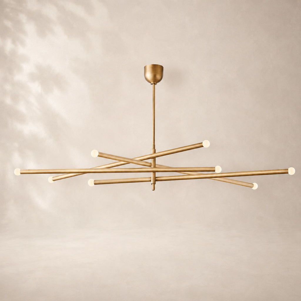 Rouvenza 8-Light Orbit Etched Rod Chandelier 53"