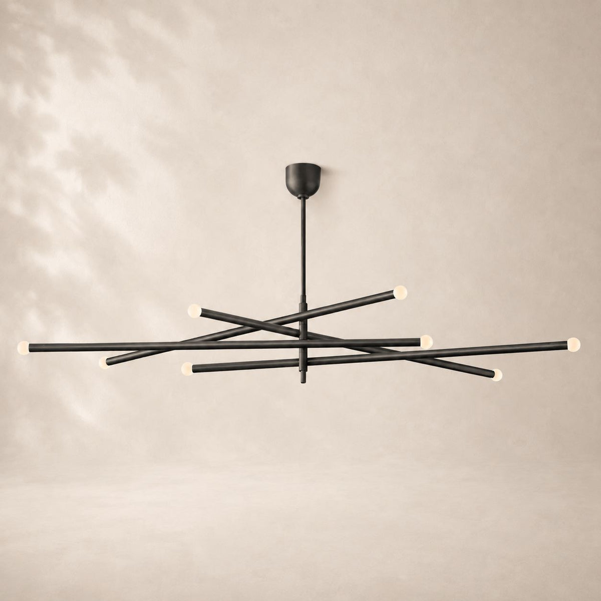 Rouvenza 8-Light Orbit Etched Rod Chandelier 53"