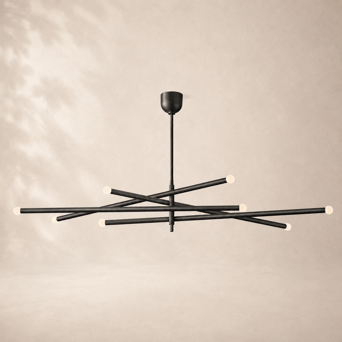 Rouvenza 8-Light Orbit Etched Rod Chandelier 68"